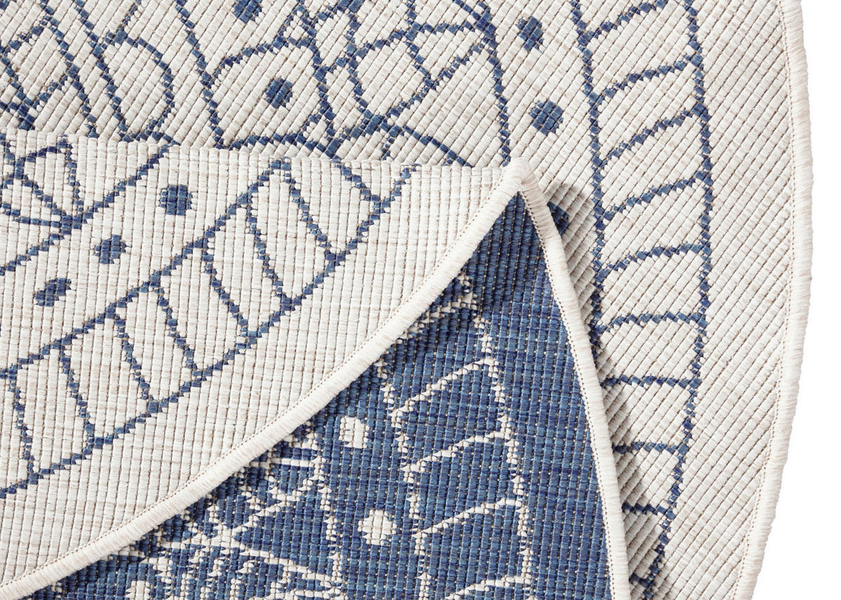 OUTDOORTEPPICH 140 cm Twin Blau, Creme  - Blau/Creme, Design, Kunststoff (140cm)