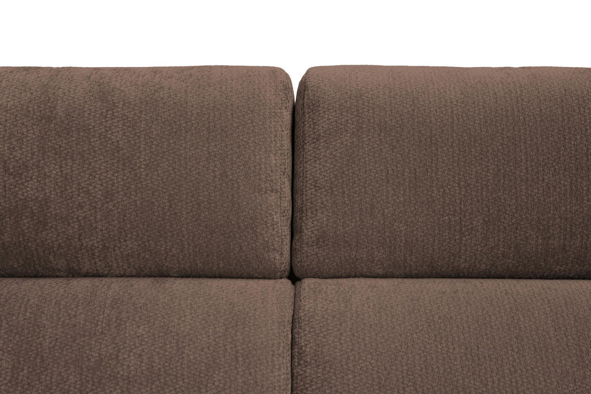 ECKSOFA Dunkelbraun Chenille Bettkasten, Schlaffunktion, Rücken echt, Kopfteilverstellung, Liegefläche im Originalstoff  - Dunkelbraun/Schwarz, KONVENTIONELL, Textil/Metall (206/265cm) - Carryhome
