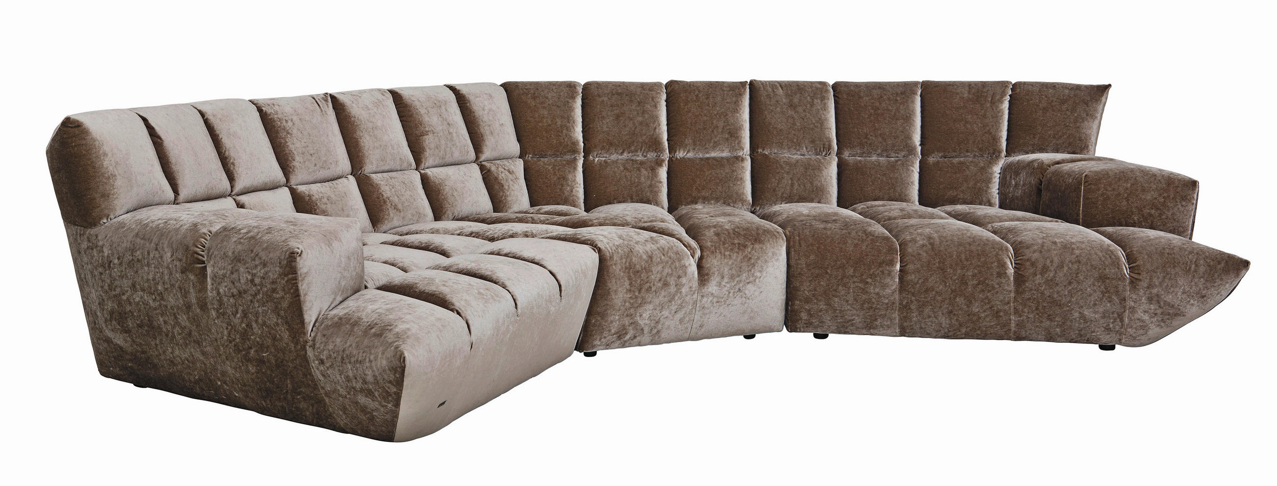 WOHNLANDSCHAFT in Velours Hellbraun  - Hellbraun/Schwarz, Trend, Kunststoff/Textil (318/318cm) - Bretz