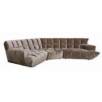 WOHNLANDSCHAFTOttomane rechts, L-Form  in Velours Hellbraun  - Hellbraun/Schwarz, Trend, Kunststoff/Textil (318/318cm) - Bretz