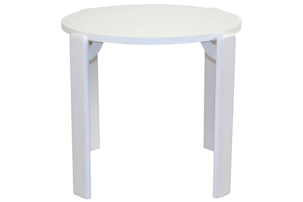 BEISTELLTISCH 56/56/46 cm Eiche furniert Weiß rund  - Weiß, Design, Holz/Holzwerkstoff (56/56/46cm) - MID.YOU