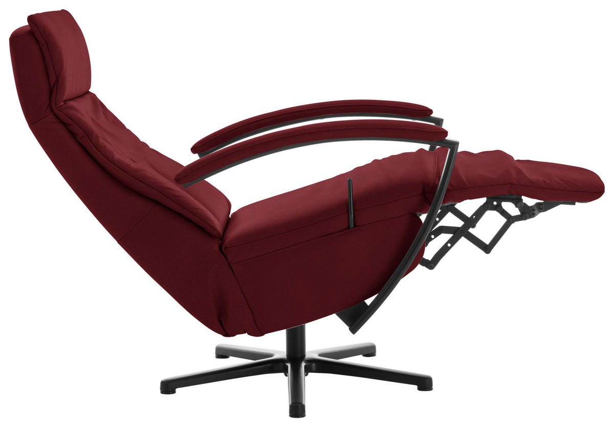 RELAXSESSEL in Leder Rot  - Rot/Schwarz, Design, Leder/Metall (76/112/83cm) - Beldomo Speed