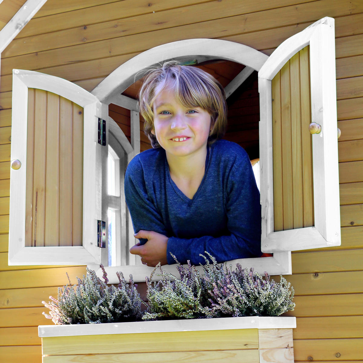 SPIELHAUS 432/293/212 cm  - Weiss/Lila, Konventionell, Holz (432/293/212cm)