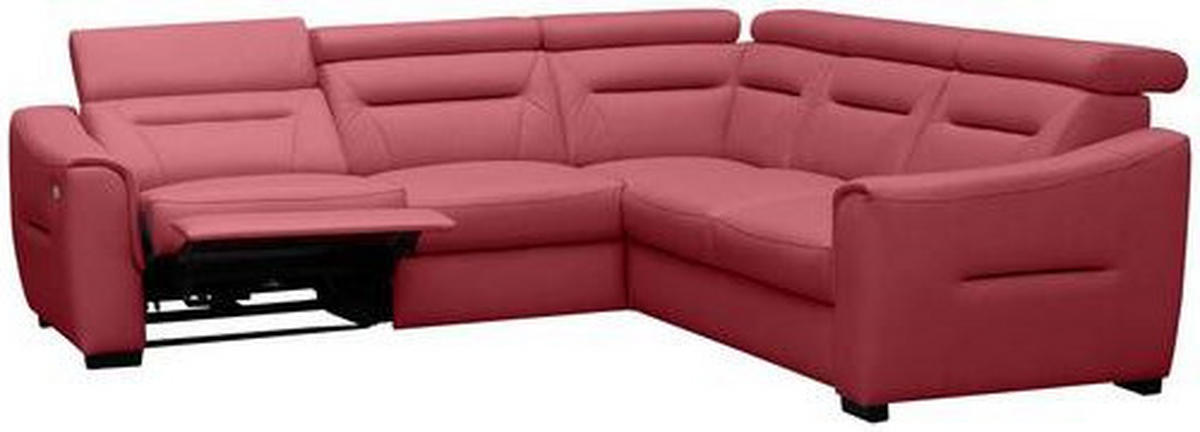 ECKSOFA Lederlook Echtleder Rot  - Wengefarben/Rot, Design, Leder/Holz (260/260cm) - Celina Home