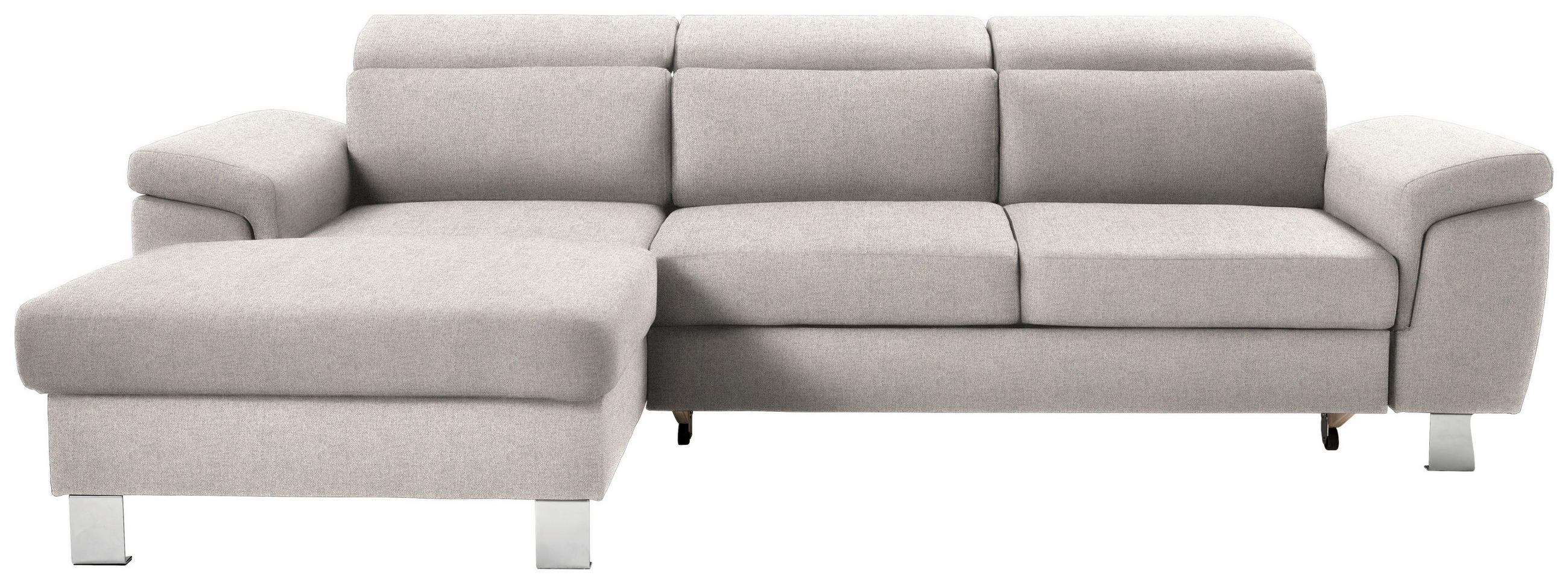 ECKSOFA in Webstoff Ecru  - Ecru/Silberfarben, Design, Textil/Metall (167/250cm) - Xora