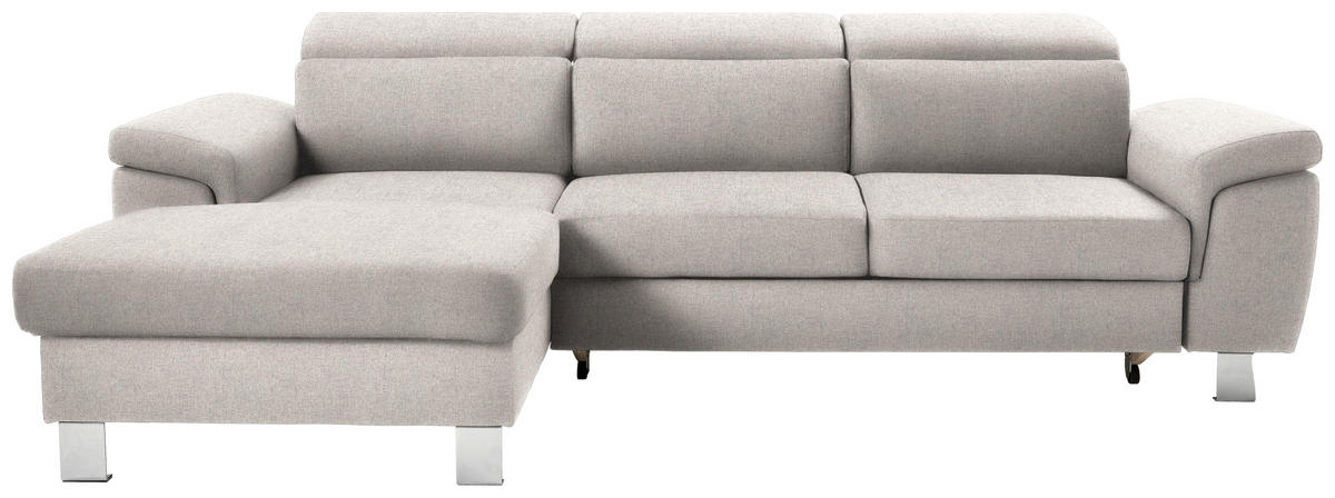 ECKSOFA in Webstoff Ecru  - Ecru/Silberfarben, Design, Textil/Metall (167/250cm) - Xora