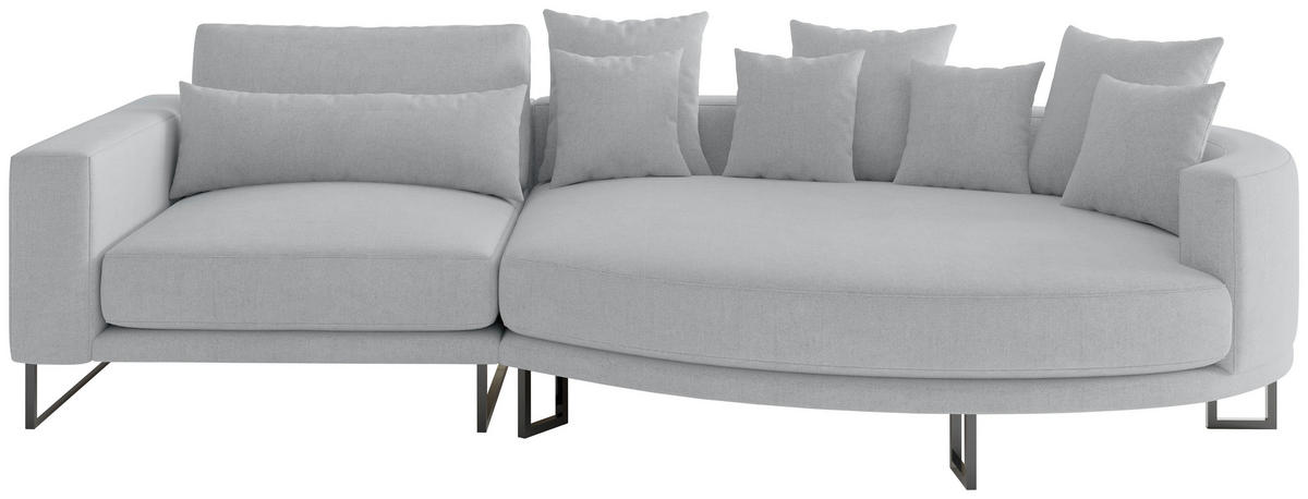 BIGSOFA Webstoff Grau  - Schwarz/Grau, Design, Textil/Metall (283/150cm) - Livetastic