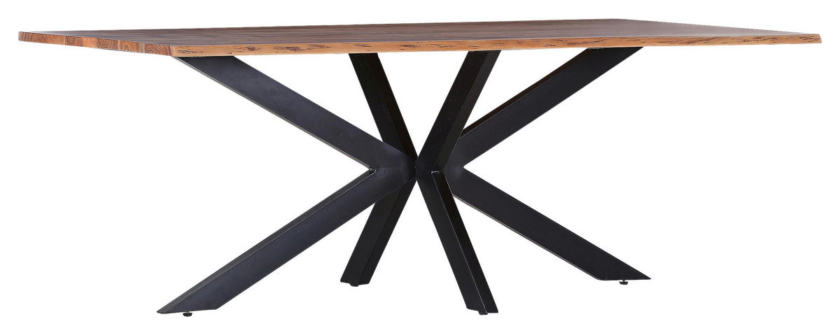 ESSTISCH Akazie massiv rechteckig Naturfarben, Schwarz  - Schwarz/Naturfarben, MODERN, Holz/Metall (200/100/75cm) - Livetastic