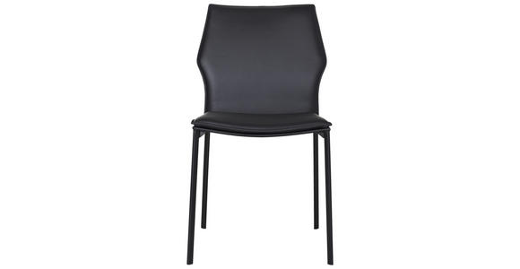 STUHL Echtleder Schwarz - Schwarz, Design, Leder/Metall (48/85/57,5cm) - Novel
