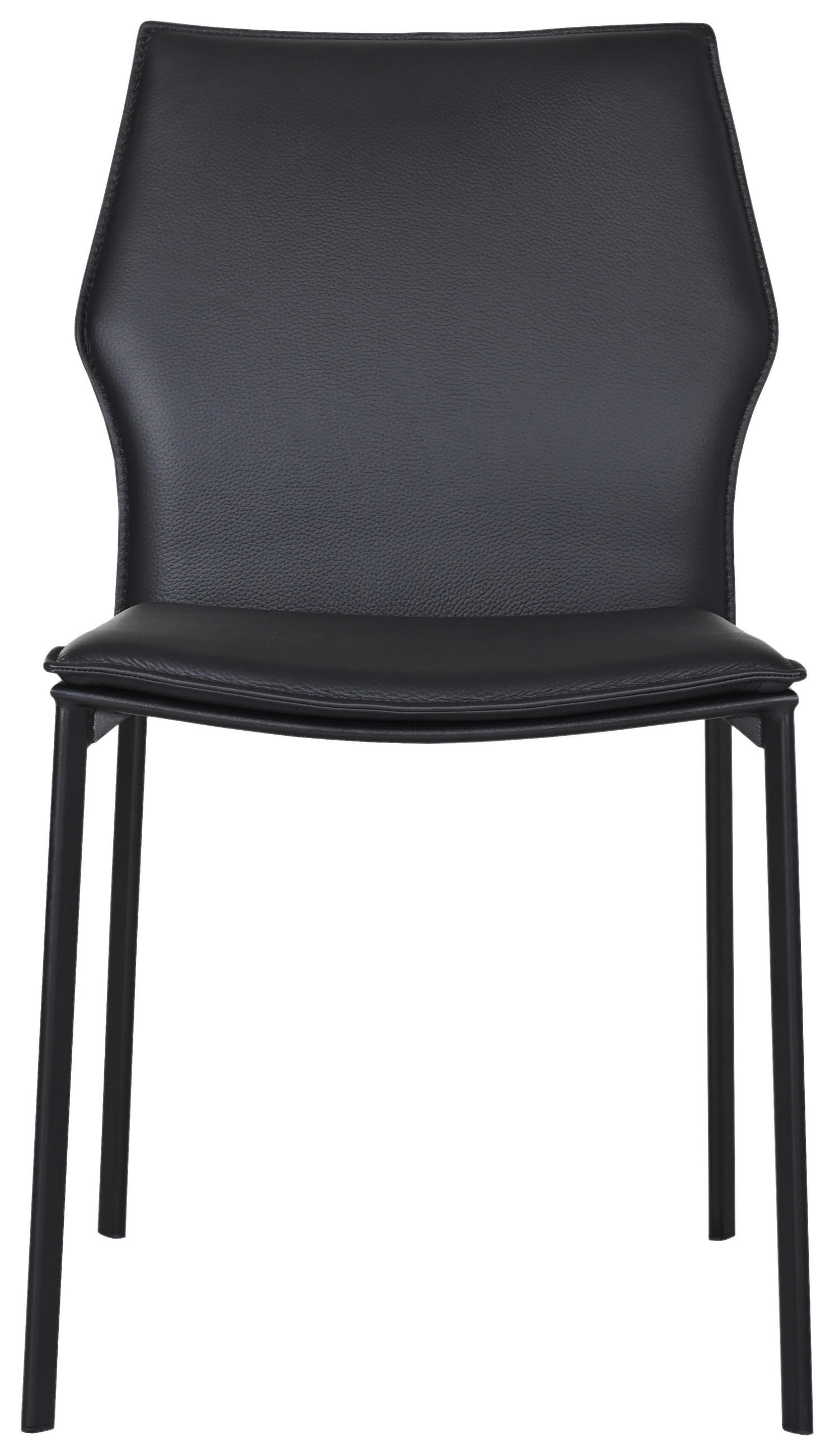STUHL Echtleder Schwarz  - Schwarz, Design, Leder/Metall (48/85/57,5cm) - Novel