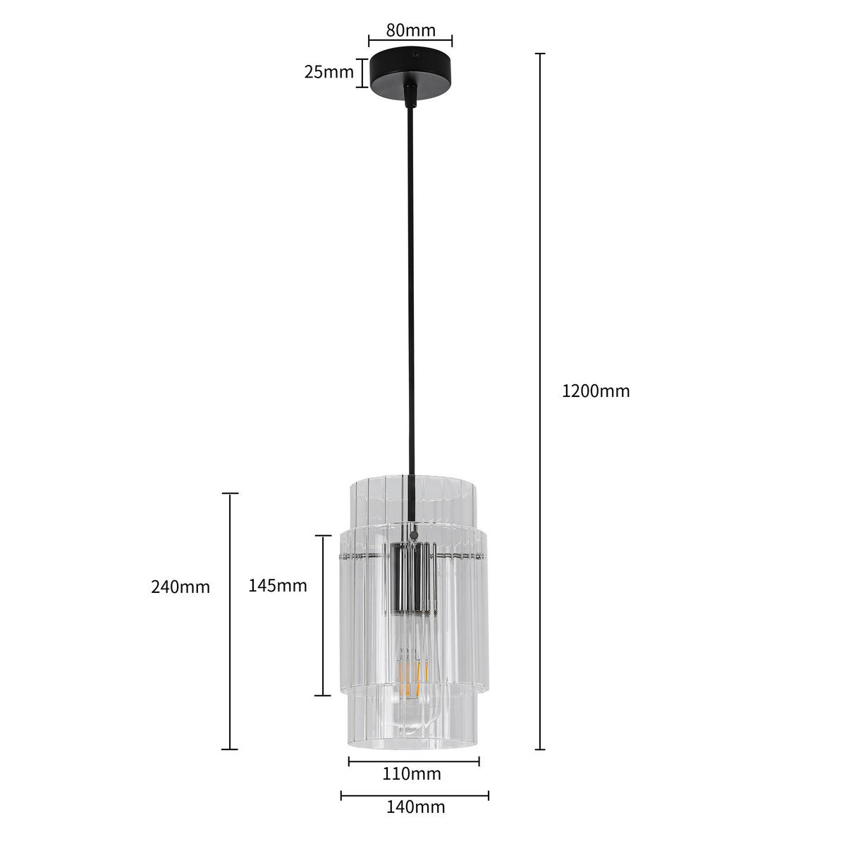 HÄNGELEUCHTE 14/120 cm    - Transparent, Basics, Glas (14/120cm)