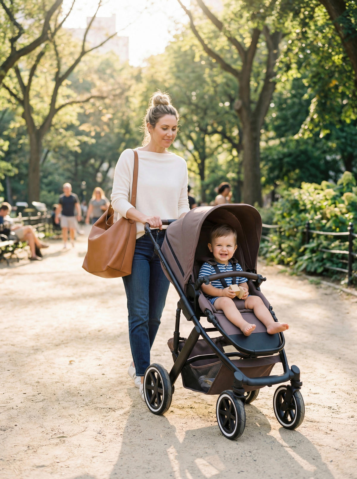 KINDERWAGENSET Salsa 5 Air Starter Set  - Graubraun/Schwarz, Basics, Textil/Metall (95.5/63/107,5cm) - ABC Design