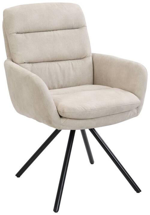ARMLEHNSTUHL  in Eisen Webstoff  - Beige/Schwarz, Design, Textil/Metall (62/89/65cm) - Cantus