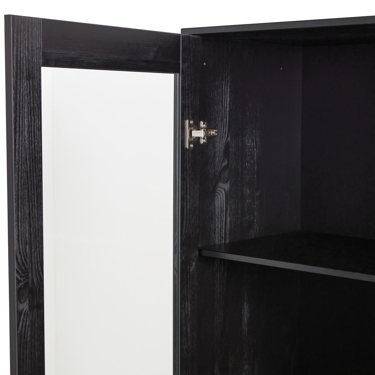 VITRINE  in massiv Kiefer Schwarz  - Schwarz, Design, Glas/Holz (100/155/40cm) - Livetastic