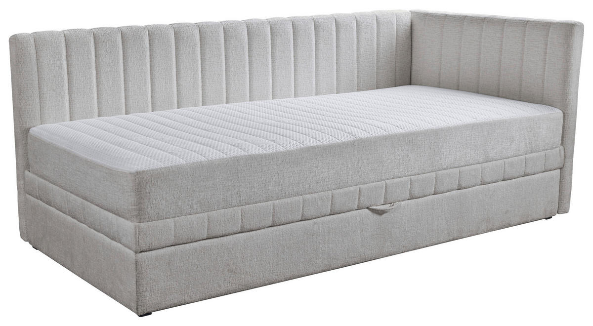 SCHLAFSOFA Chenille, Jacquard Hellgrau  - Hellgrau/Schwarz, Design, Kunststoff/Textil (212/83/99cm) - MID.YOU