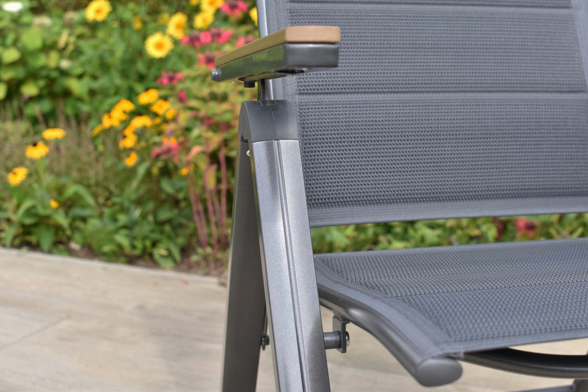 GARTENKLAPPSESSEL in Metall, Kunststoff, Textil Graphitfarben, Grau, Naturfarben  - Graphitfarben/Naturfarben, KONVENTIONELL, Kunststoff/Textil (61/83,5/53cm) - Gardenson