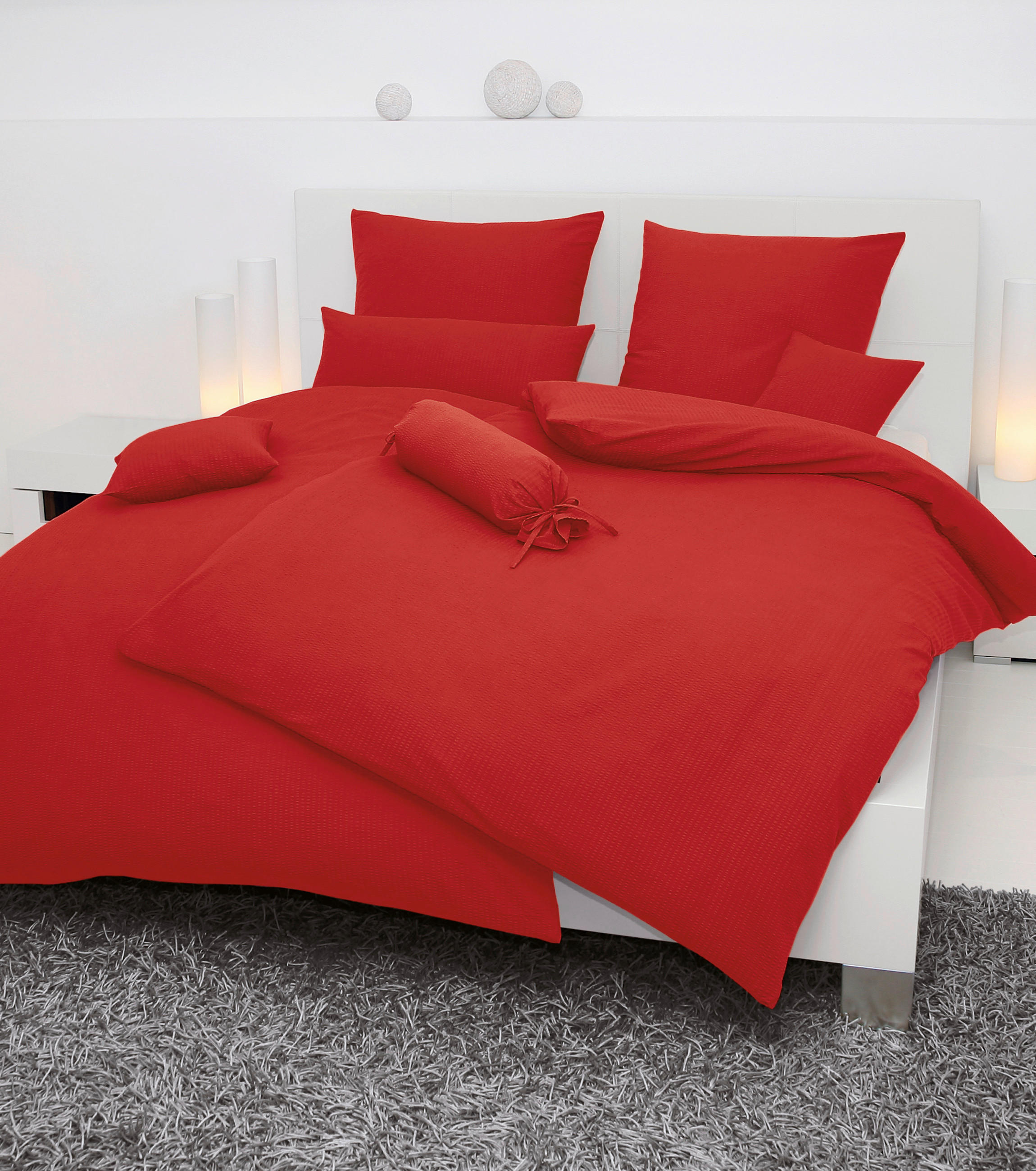 BETTWÄSCHE 135/200 cm Seersucker  - Rot, Basics, Textil (135/200cm) - Janine