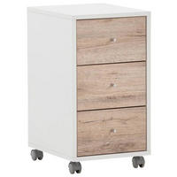 ROLLCONTAINER 32,6/59,7/39,1 cm  - Wildeiche/Silberfarben, MODERN, Holzwerkstoff/Kunststoff (32,6/59,7/39,1cm) - MID.YOU