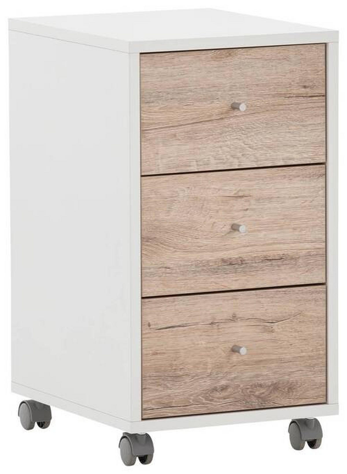 ROLLCONTAINER 32,6/59,7/39,1 cm  - Wildeiche/Silberfarben, MODERN, Holzwerkstoff/Kunststoff (32,6/59,7/39,1cm) - MID.YOU