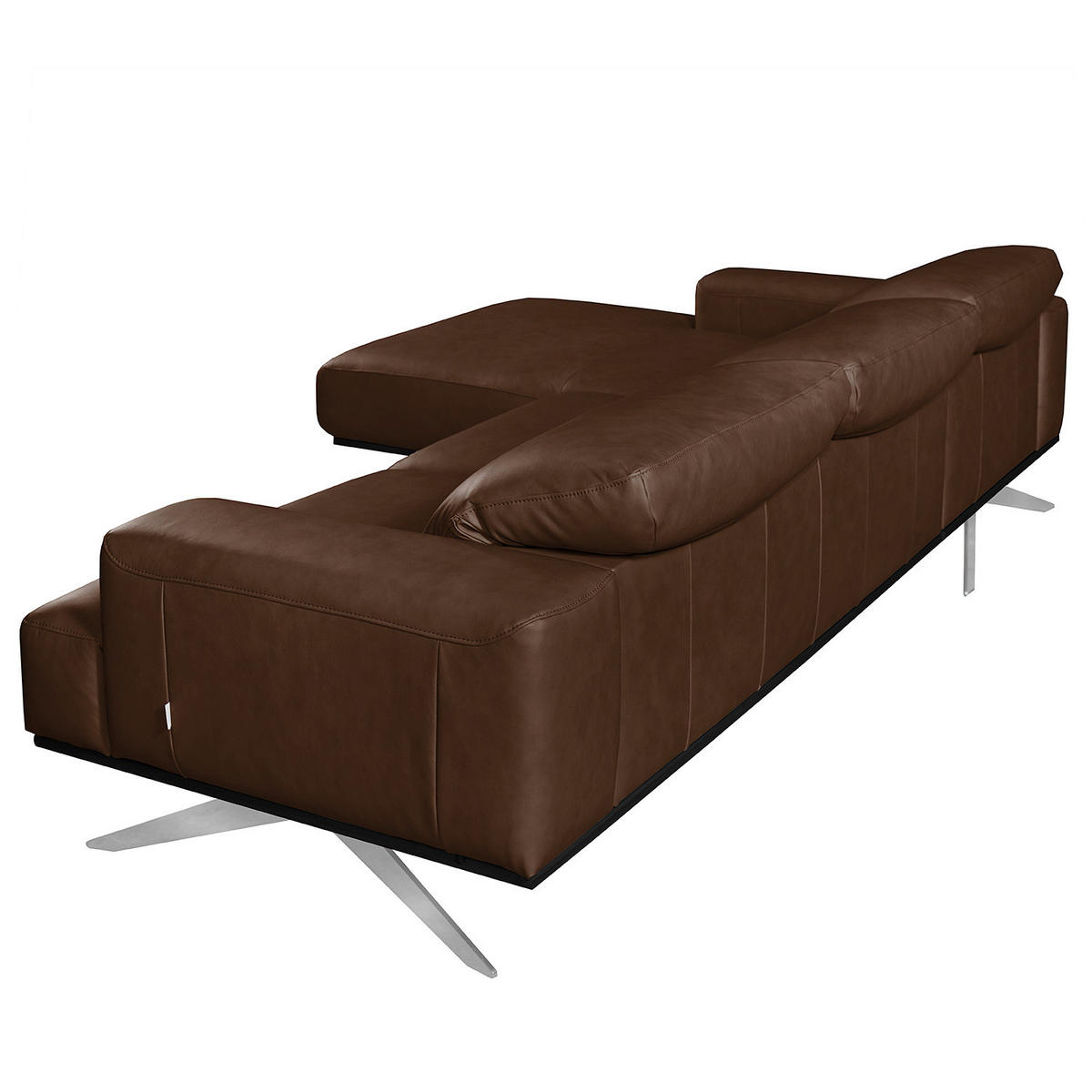 ECKSOFA  in Echtleder Dunkelbraun  187/295 cm  - Chromfarben/Dunkelbraun, Design, Leder/Metall (187/295cm) - Livetastic