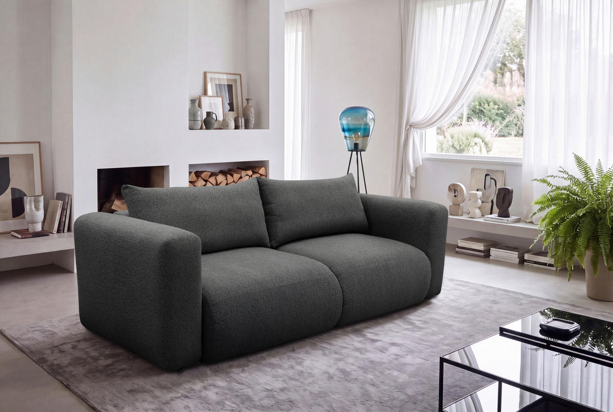 SCHLAFSOFA Flachgewebe Anthrazit  inkl.  - Anthrazit/Schwarz, MODERN, Kunststoff/Textil (248/94/109cm) - Carryhome