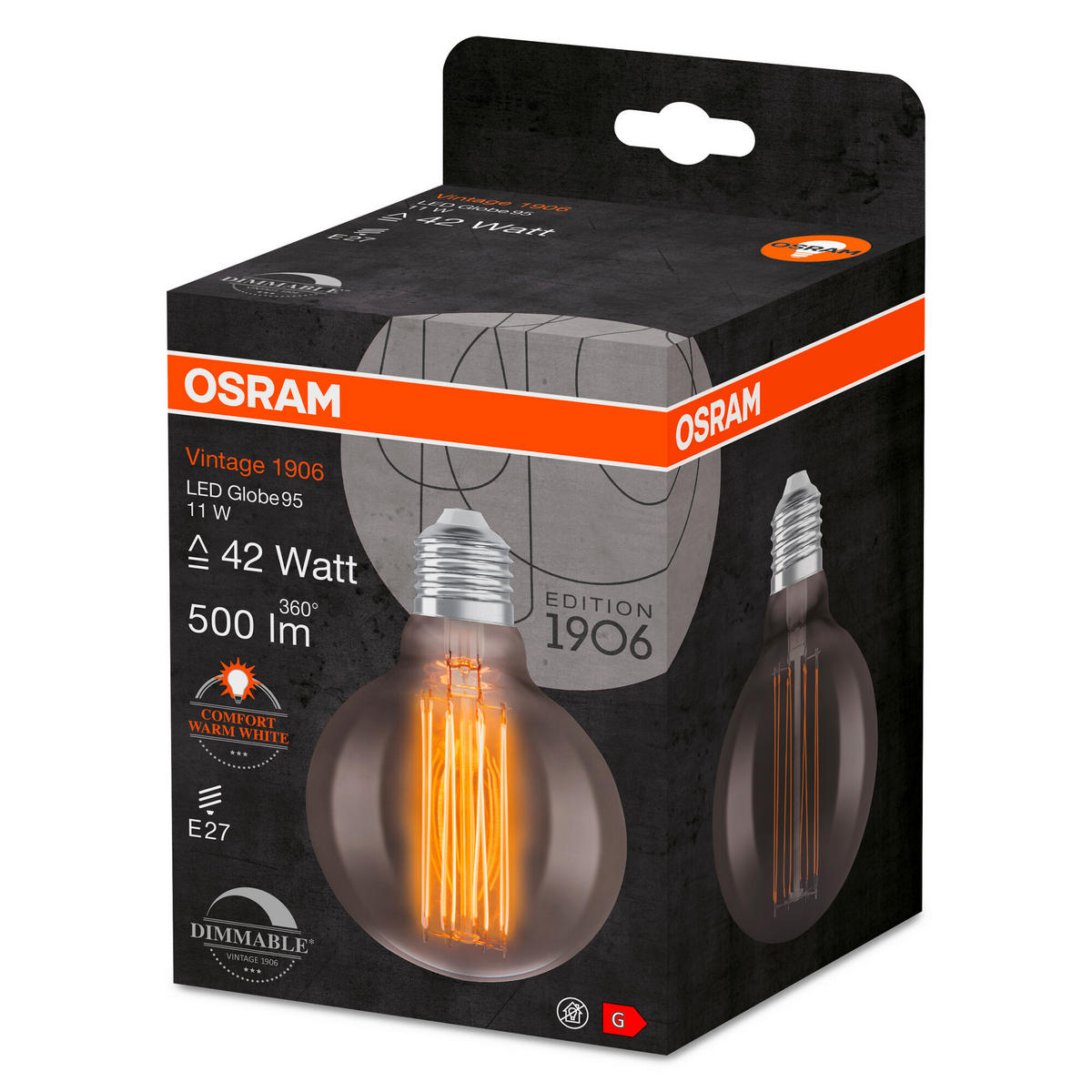 LED-LEUCHTMITTEL   E27 11 W 500 lm  - Hellgrau, Basics, Glas (9,5/13,8cm) - Lectus