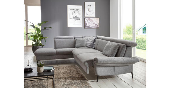 ECKSOFA in Struktur Grau 235/275 cm - Schwarz/Grau, MODERN, Textil/Metall (235/275cm) - Cantus