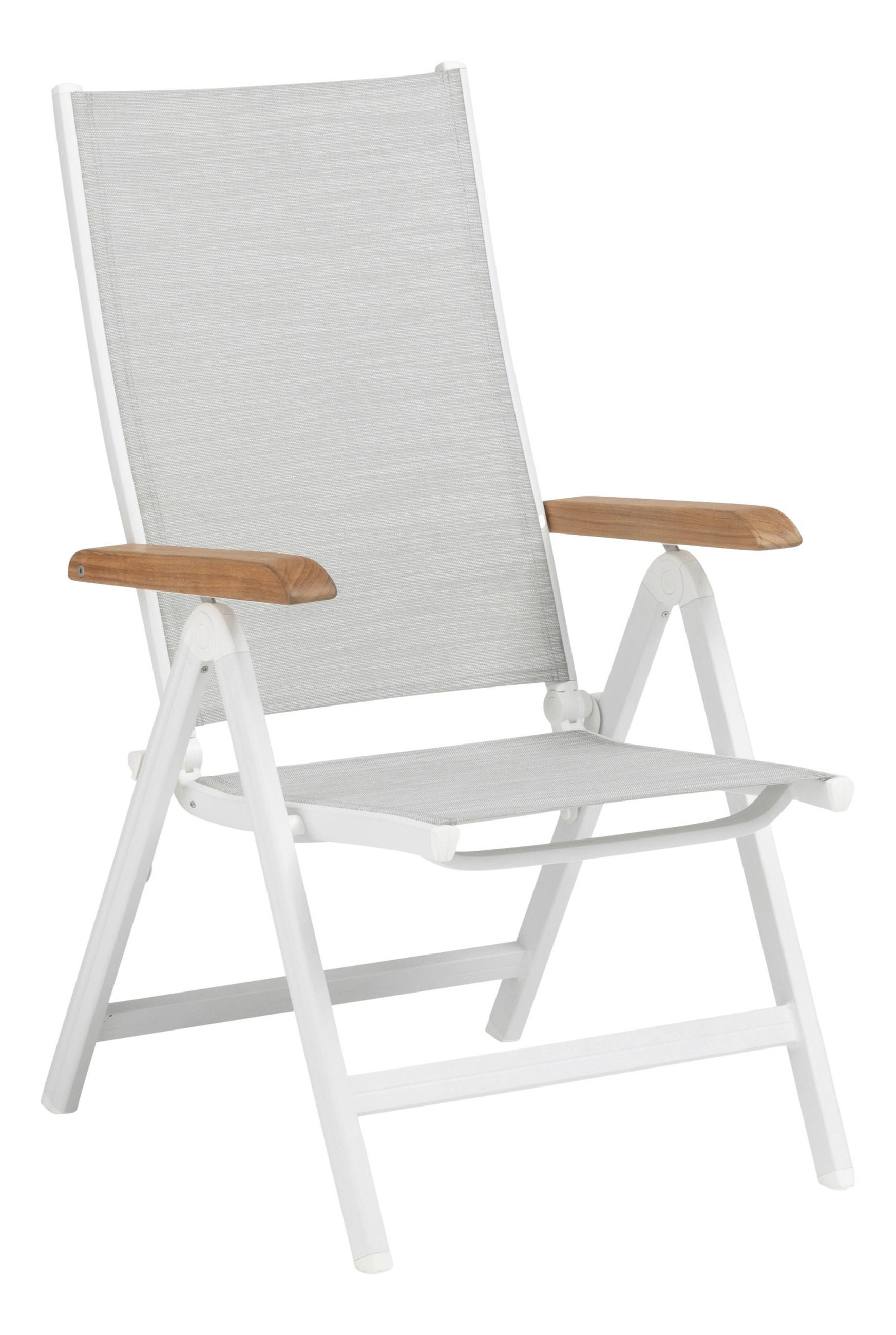 GARTENKLAPPSESSEL Teakholz Aluminium Naturfarben, Weiß, Hellgrau  - Hellgrau/Naturfarben, Basics, Holz/Textil (61/109/65cm) - Kettler