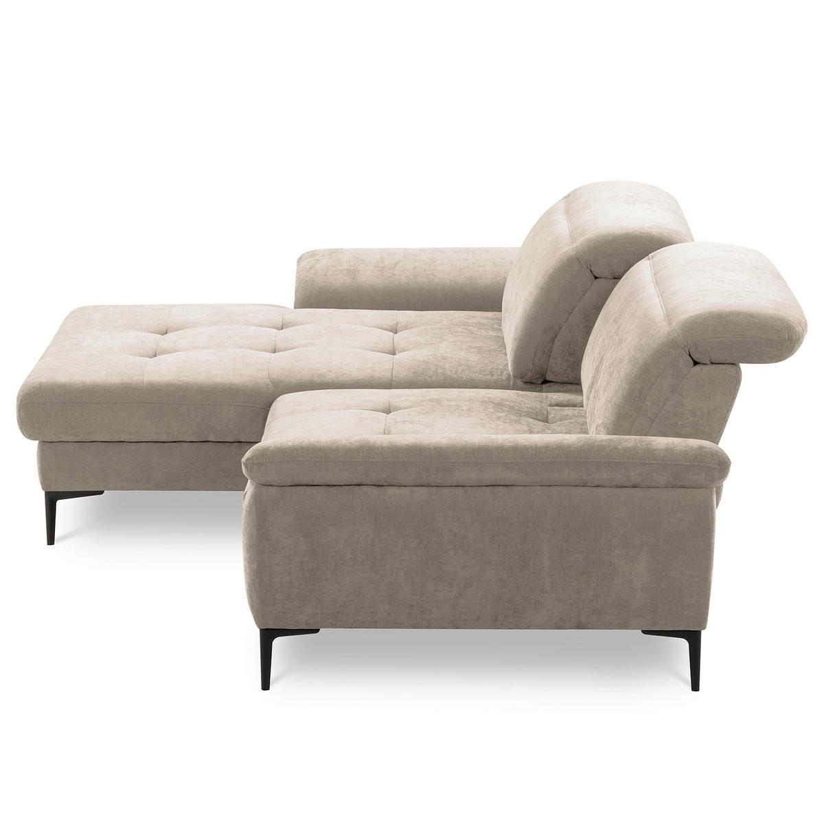 ECKSOFA  Webstoff Taupe  - Taupe/Schwarz, Design, Textil/Metall (195/268cm) - Livetastic