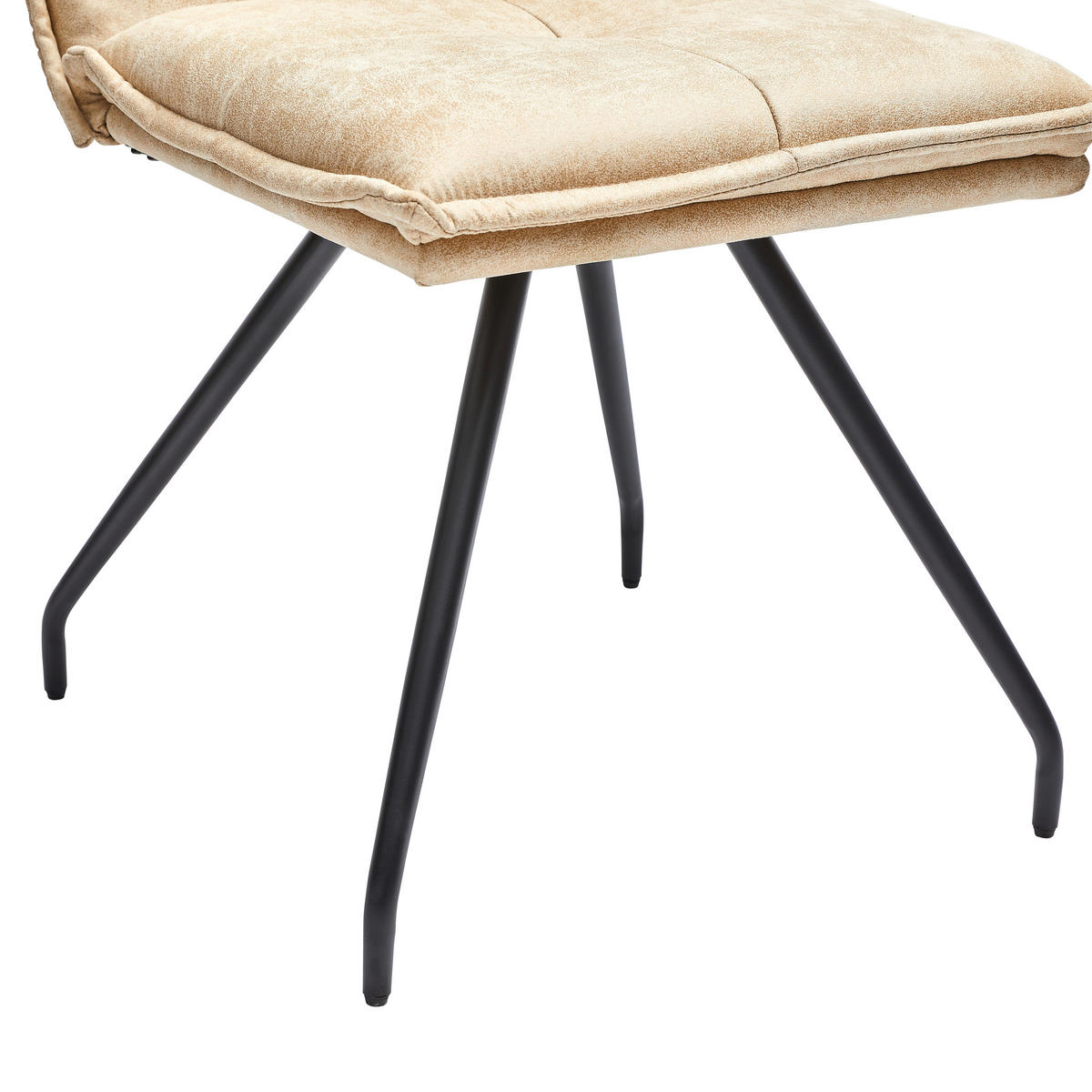 STUHL Mikrofaser Schwarz, Beige  - Beige/Schwarz, MODERN, Textil/Metall (49/89/62cm) - MID.YOU
