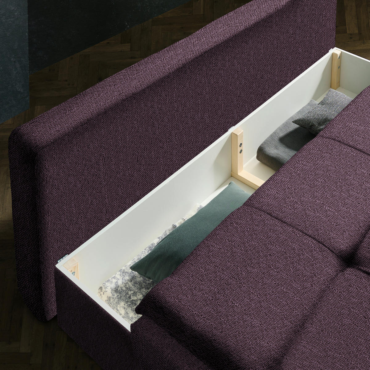SCHLAFSOFA in Webstoff Lila, Rosa  - Lila/Schwarz, MODERN, Textil/Metall (208/73/92/102cm) - Novel