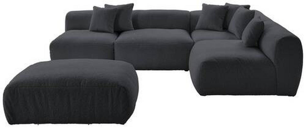 ECKSOFA inkl. Hocker in Flachgewebe, Teddystoff Dunkelgrau  - Dunkelgrau, Trend, Textil (300/215cm) - Livetastic