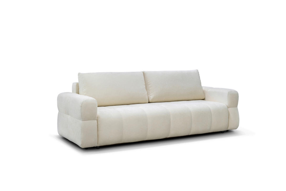SCHLAFSOFA LOTTA  mit Chenille Creme  - Creme/Schwarz, Design, Textil (248/90/105cm) - MID.YOU