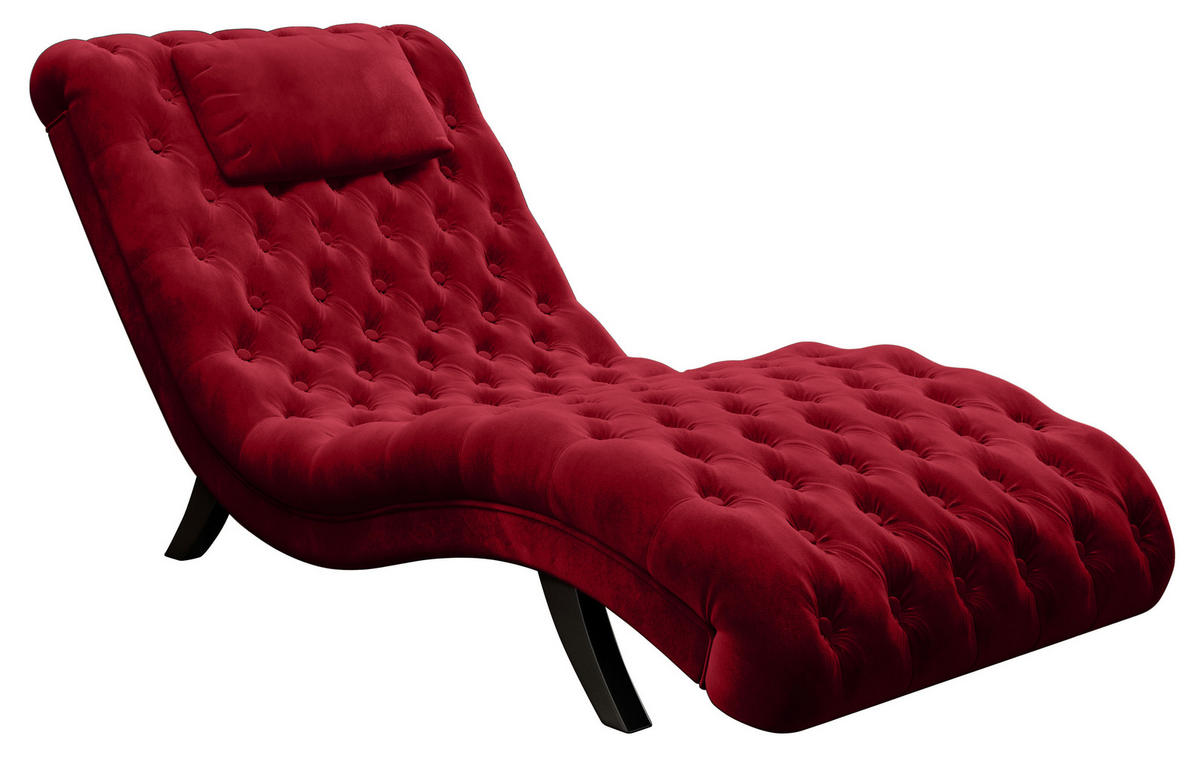 RELAXLIEGE in Samt Rot  - Rot/Schwarz, Trend, Holz/Textil (73/75/163cm) - Ambia Home