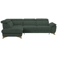 ECKSOFA in Bouclé Grün  - Eichefarben/Grün, Modern, Holz/Textil (212/287cm) - Valnatura