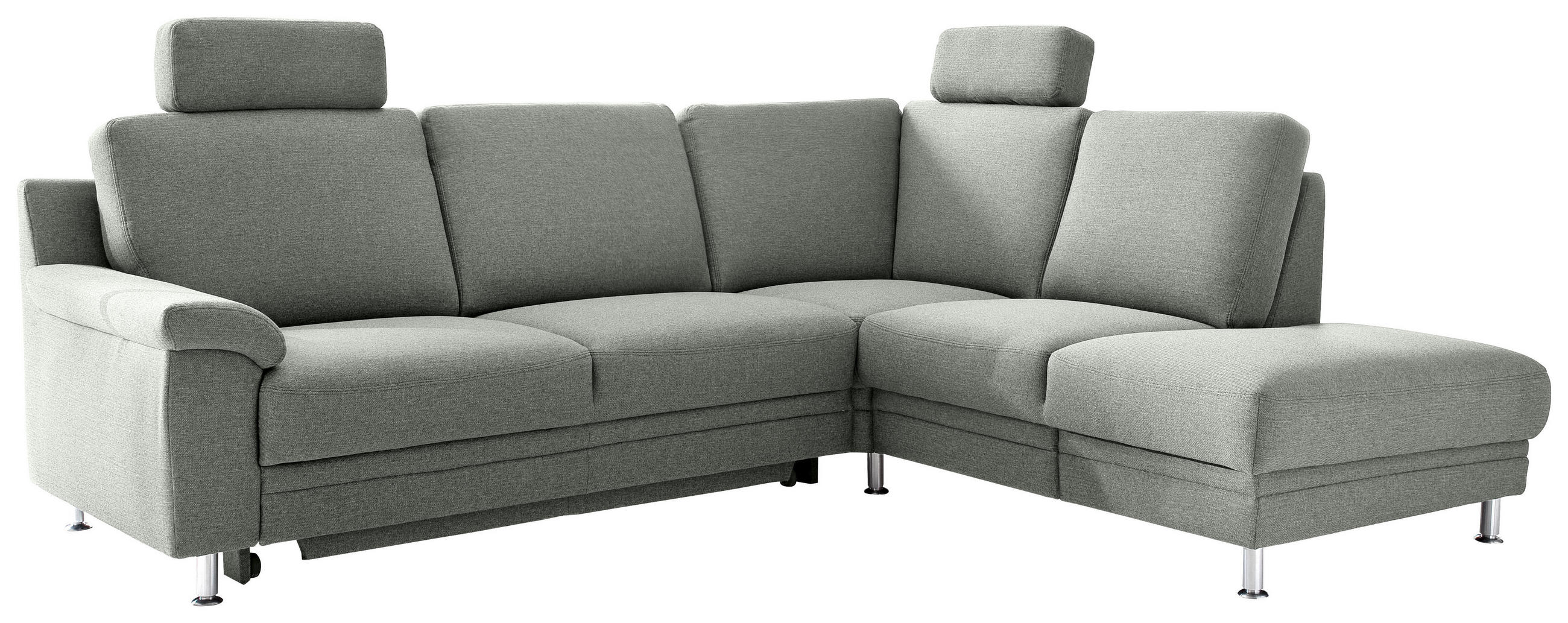 ECKSOFA Dunkelgrau Flachgewebe Rücken echt  - Chromfarben/Dunkelgrau, Design, Textil (255/208cm) - Pure Home Comfort