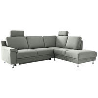 ECKSOFA Dunkelgrau Flachgewebe Rücken echt  - Chromfarben/Dunkelgrau, Design, Textil (255/208cm) - Pure Home Comfort