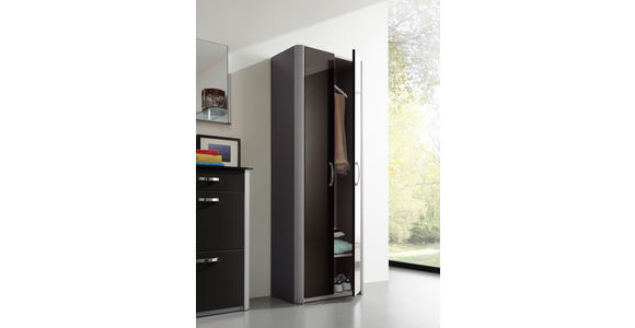 GARDEROBE 4-teilig in 270/192/34 cm - Schwarz/Alufarben, Design, Glas/Holzwerkstoff (270/192/34cm) - Moderano