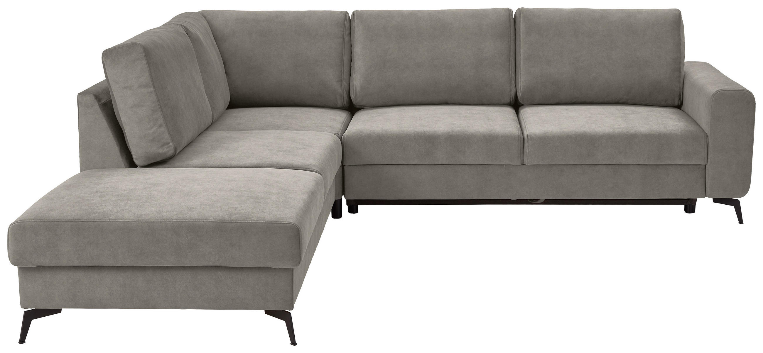 ECKSOFA in Chenille Hellgrau  - Hellgrau/Schwarz, Konventionell, Textil/Metall (257/275cm) - MID.YOU