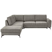 ECKSOFA in Chenille Hellgrau  - Hellgrau/Schwarz, Konventionell, Textil/Metall (257/275cm) - MID.YOU
