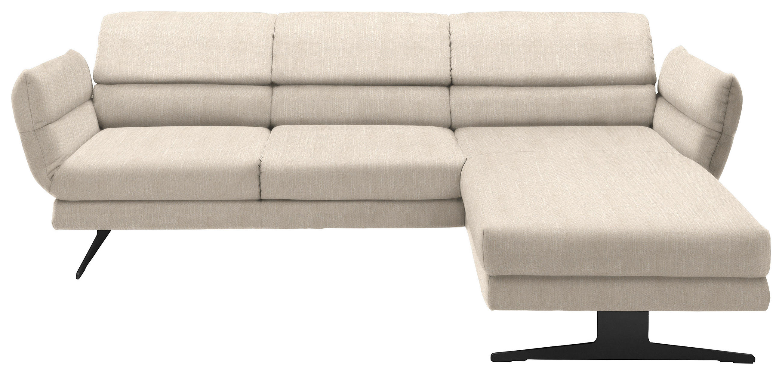 ECKSOFA in Flachgewebe Magnolie  - Magnolie/Schwarz, Design, Textil/Metall (279-327/176-217cm) - Dieter Knoll