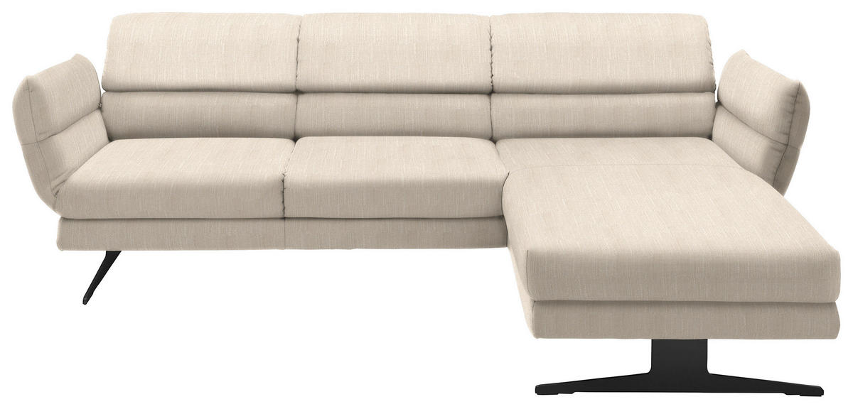 ECKSOFA in Flachgewebe Magnolie  - Magnolie/Schwarz, Design, Textil/Metall (279-327/176-217cm) - Dieter Knoll