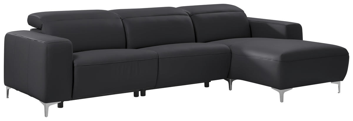 ECKSOFA in Echtleder Dunkelgrau, Fango  292/177 cm  - Chromfarben/Fango, Design, Leder/Metall (292/177cm) - Pure Home Lifestyle