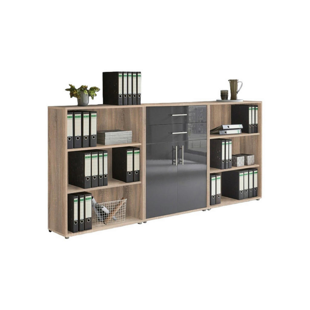 MID.YOU SKŘÍŇ NA ŠANONY, Sonoma dub, vysoce lesklá antracitová, 253,2/113,6/33 cm