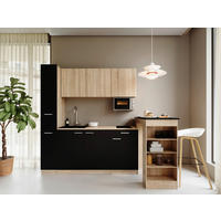 KUHINJSKI BLOK - črna/barve hrasta, Design, umetna masa/leseni material (180cm) - Respekta
