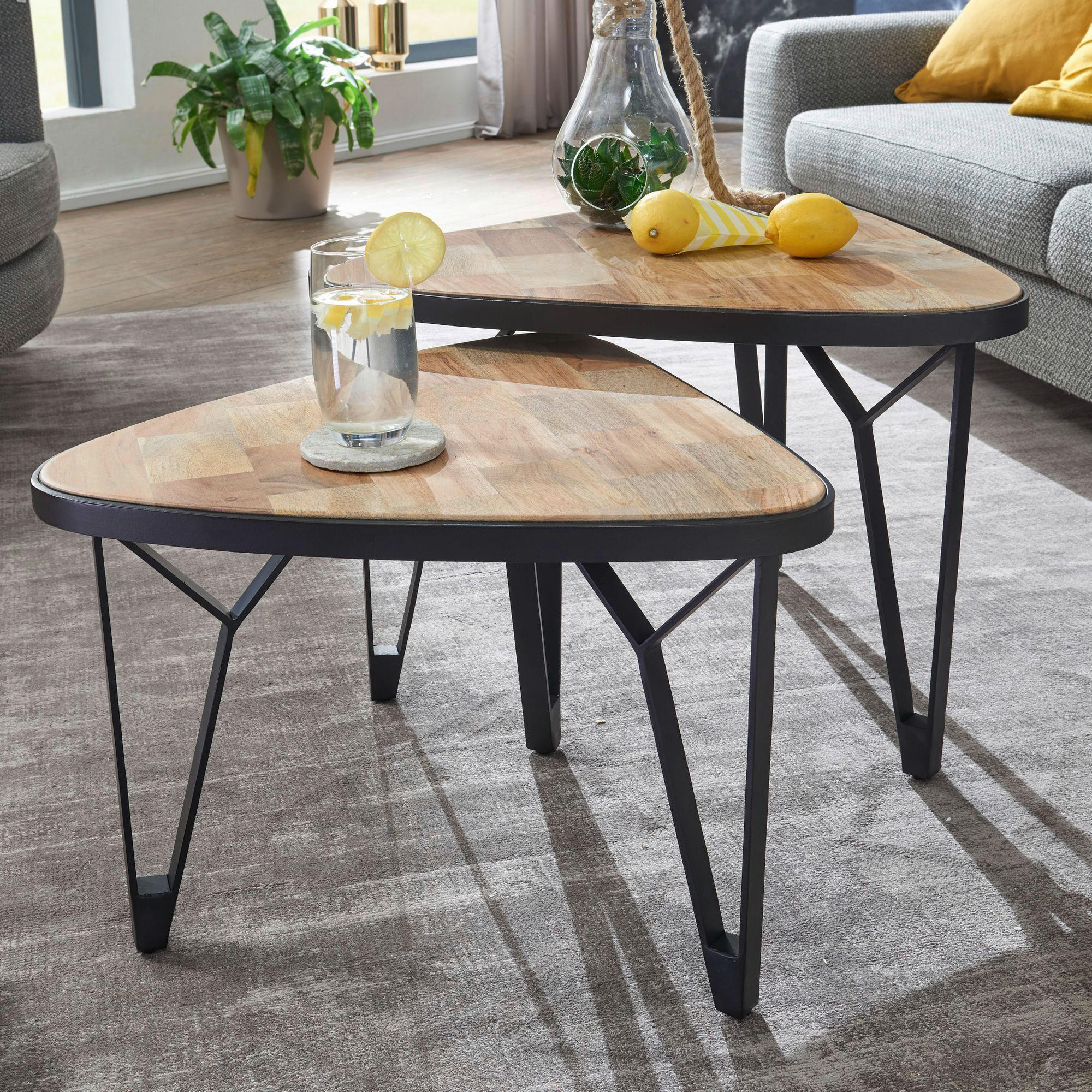 SOFFBORD SET - brun/svart, Modern, metall/trä (60/60/45cm) - MID.YOU