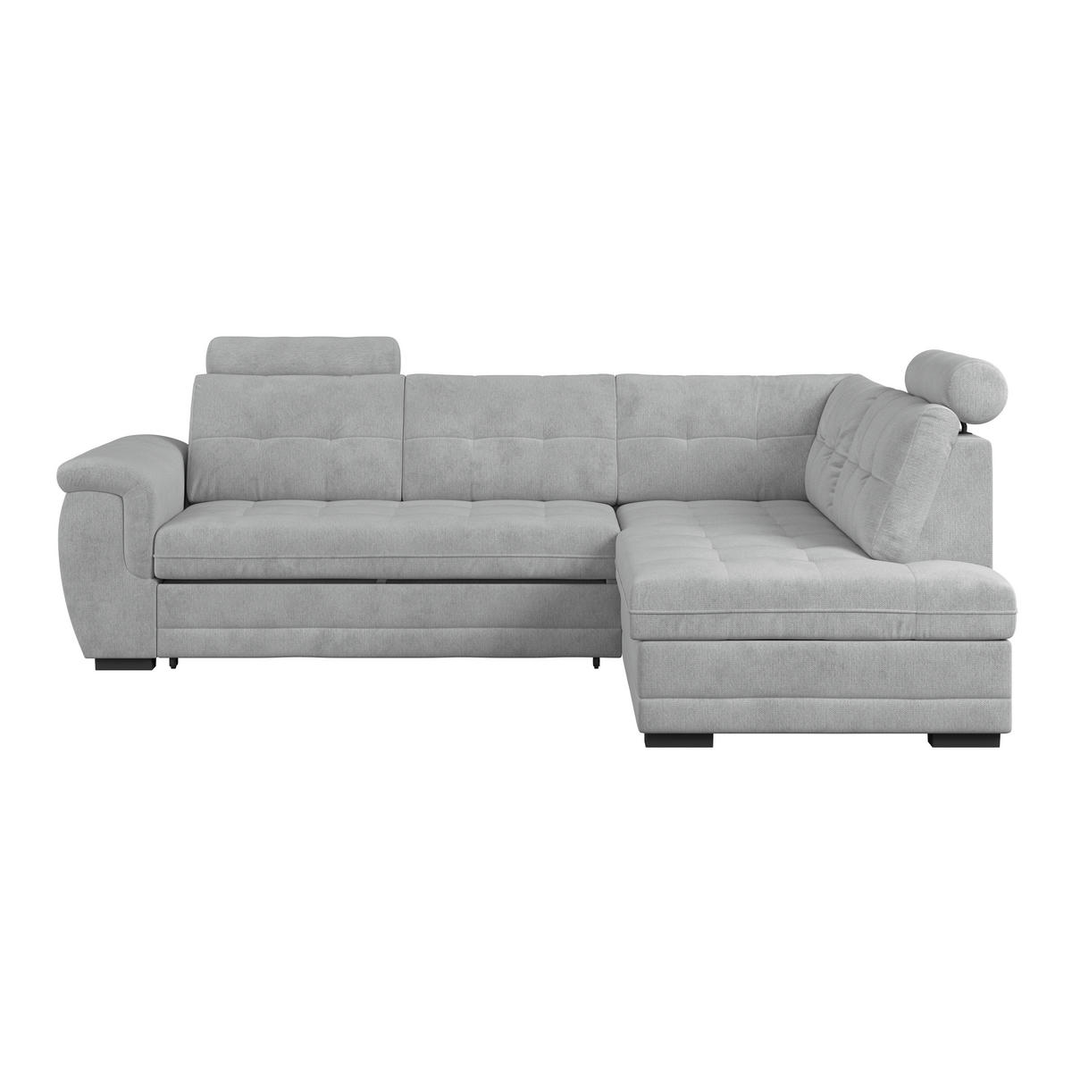 ECKSOFA  Mikrofaser, Struktur Hellgrau  - Hellgrau/Schwarz, Konventionell, Kunststoff/Textil (251/183cm) - MID.YOU