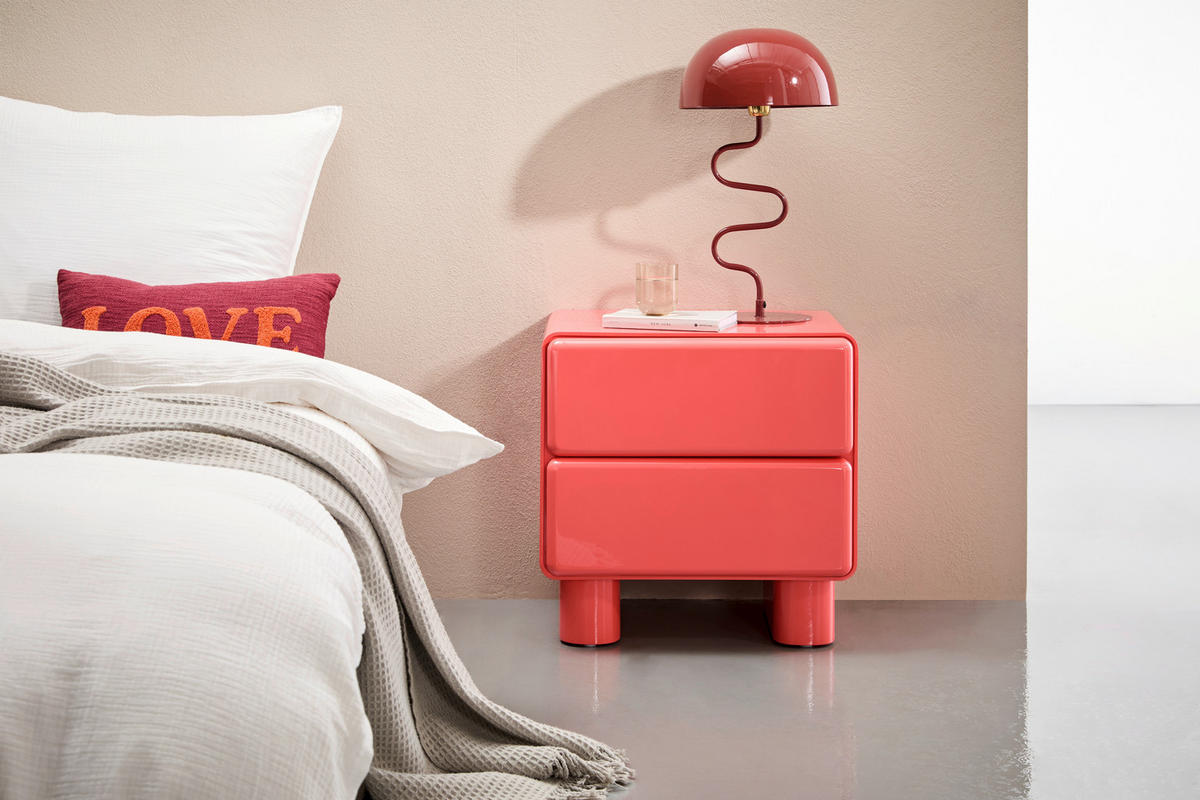 NACHTSCHRANK 56,5/56,5/42,5 cm  - Hellrot, Design, Holzwerkstoff (56,5/56,5/42,5cm) - Novel