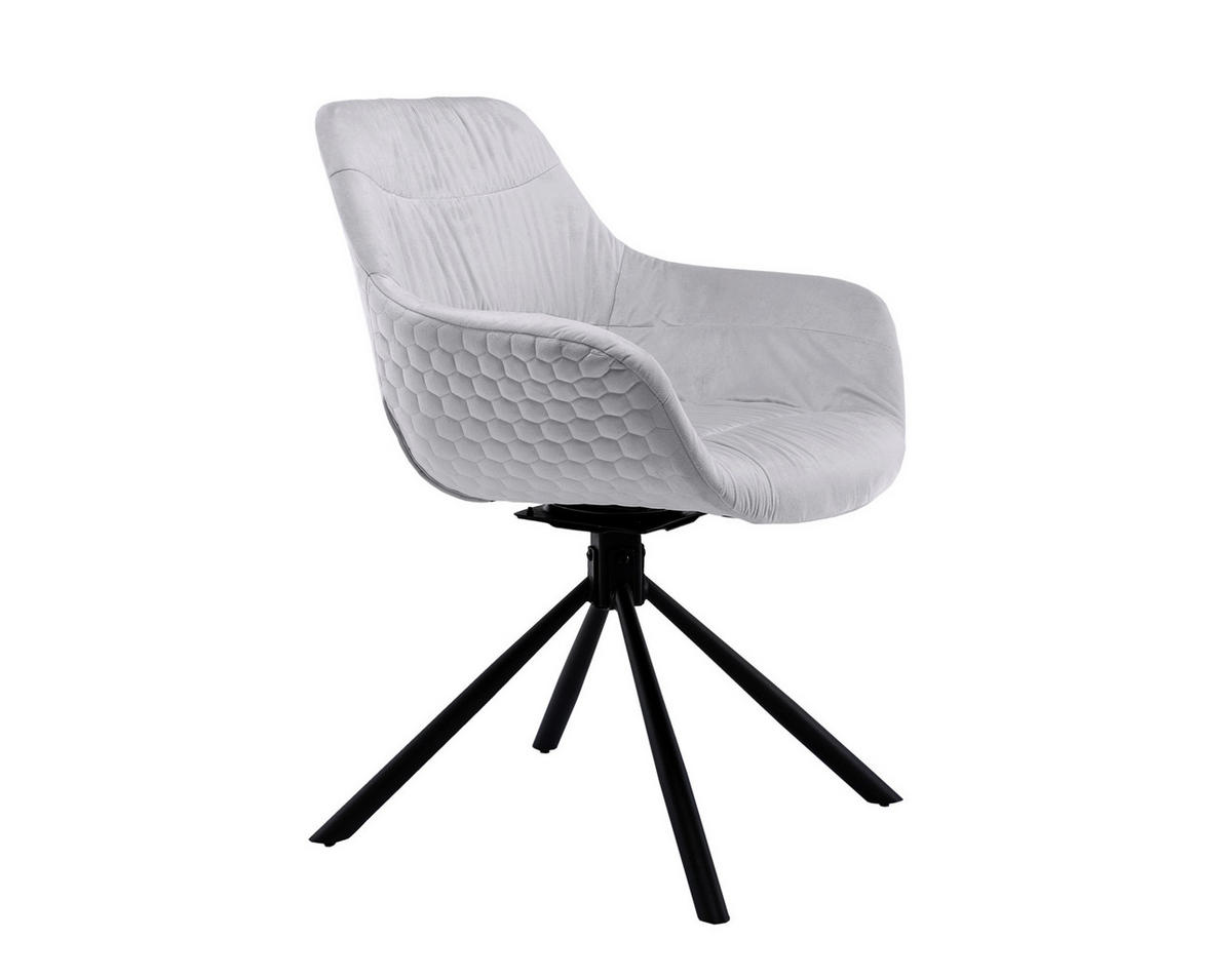 ARMLEHNSTUHL  in Samt  - Hellgrau/Schwarz, MODERN, Textil/Metall (64/82/63cm) - Livetastic