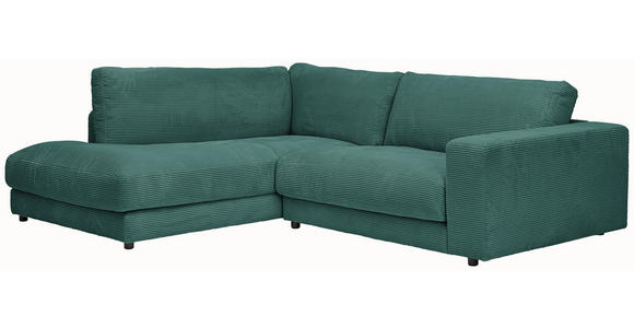 ECKSOFA in Cord Grün  - Schwarz/Grün, Design, Kunststoff/Textil (224/265cm) - Hom`in